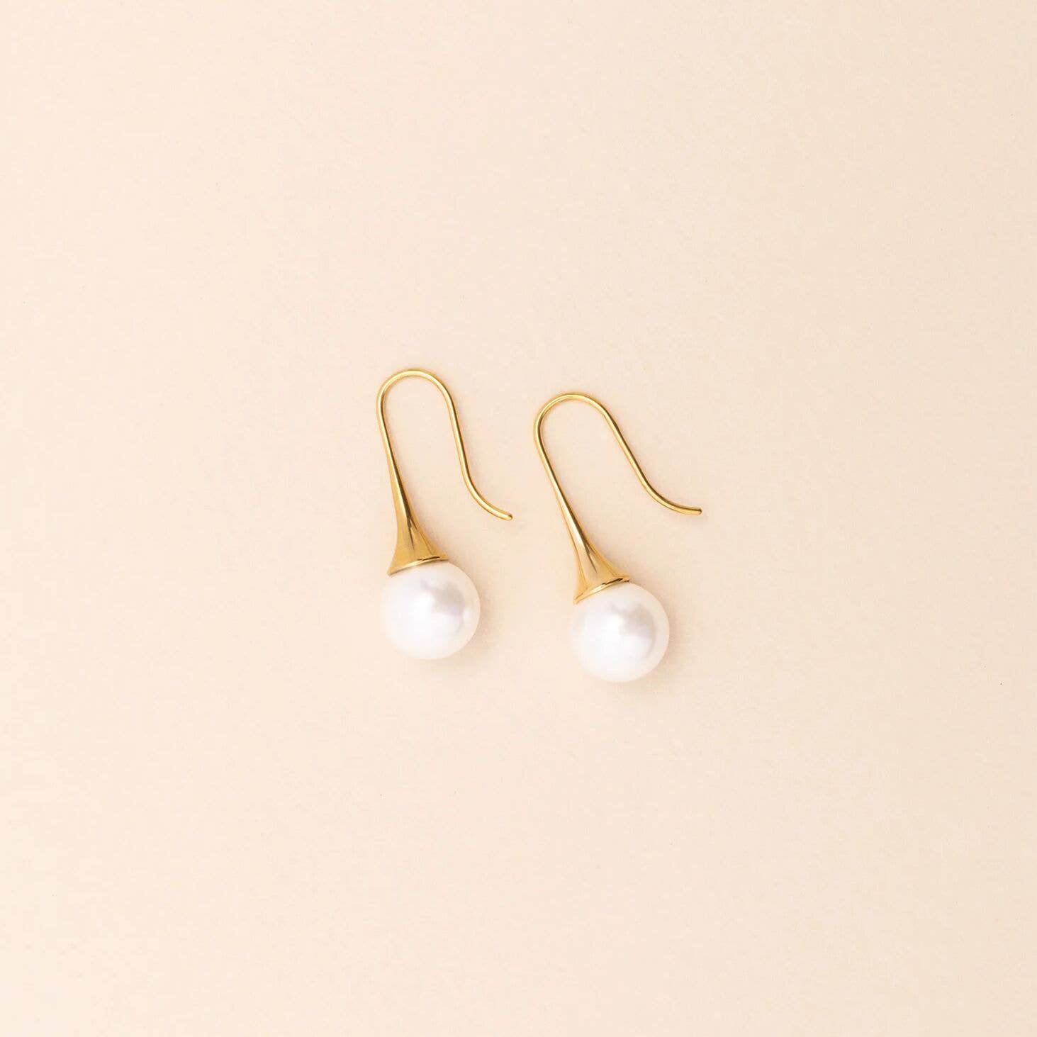 18K Gold PVD Stainless Steel Large Pearl Drop Earrings