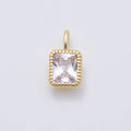 16K Gold Filled 17mm Clear Baguette CZ Ribbed Bezel Mini Pendant | Charms-01103