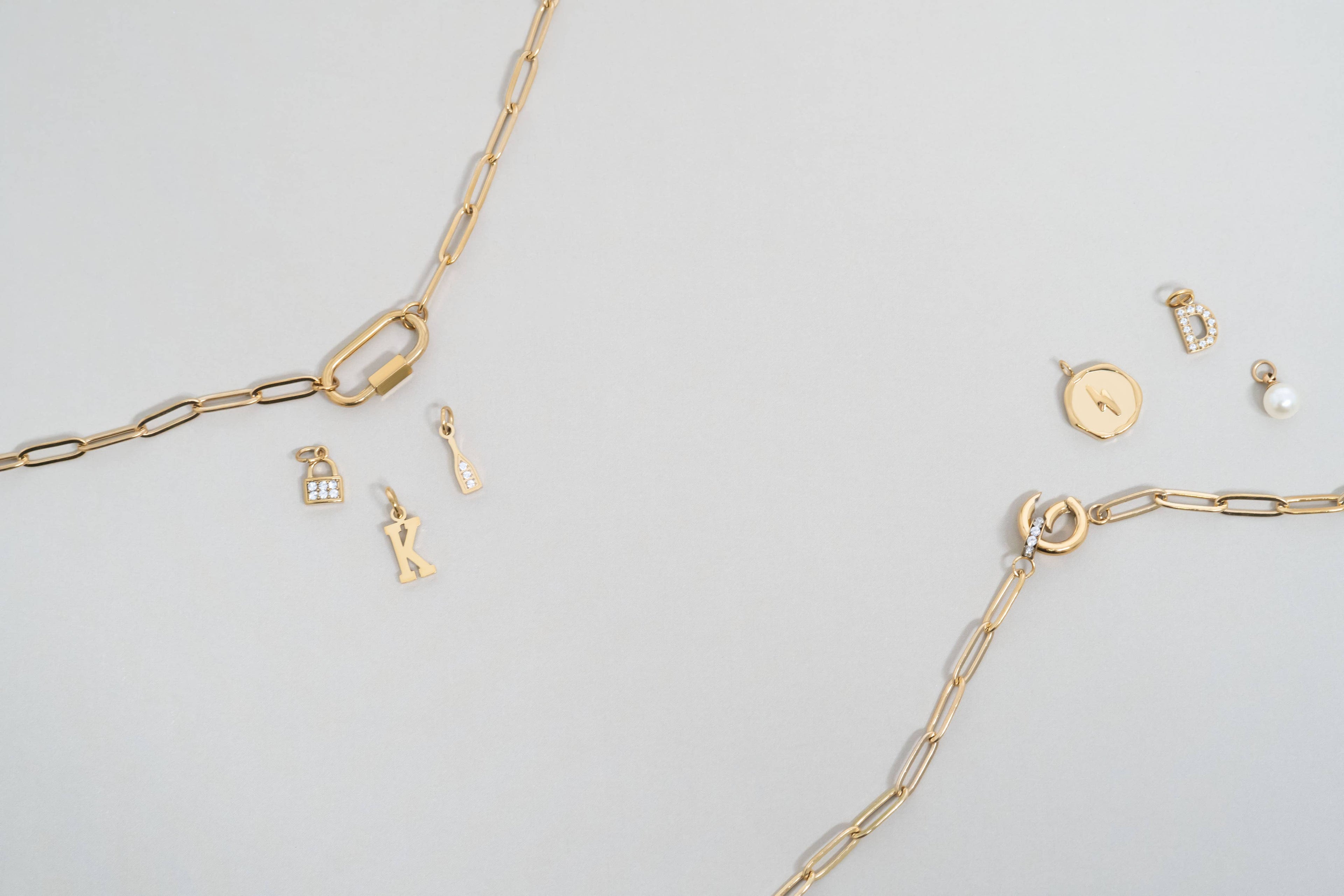 18K Gold PVD Paperclip Carabiner Necklace