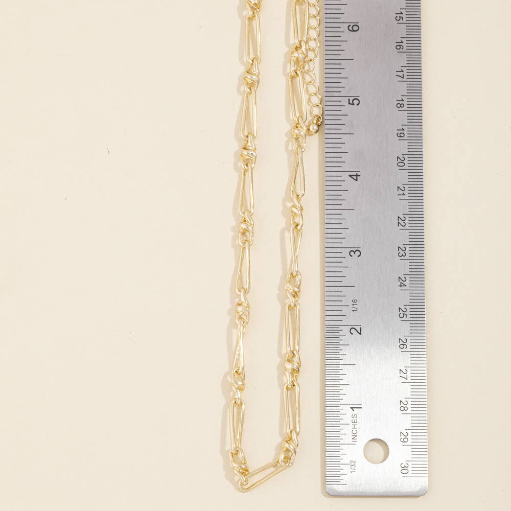 Mixed Paperclip Link Knot Chain Necklace