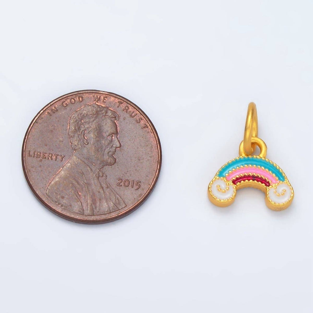 24K Gold Filled Mini Rainbow Cloudy Weather Enamel Charm | M156