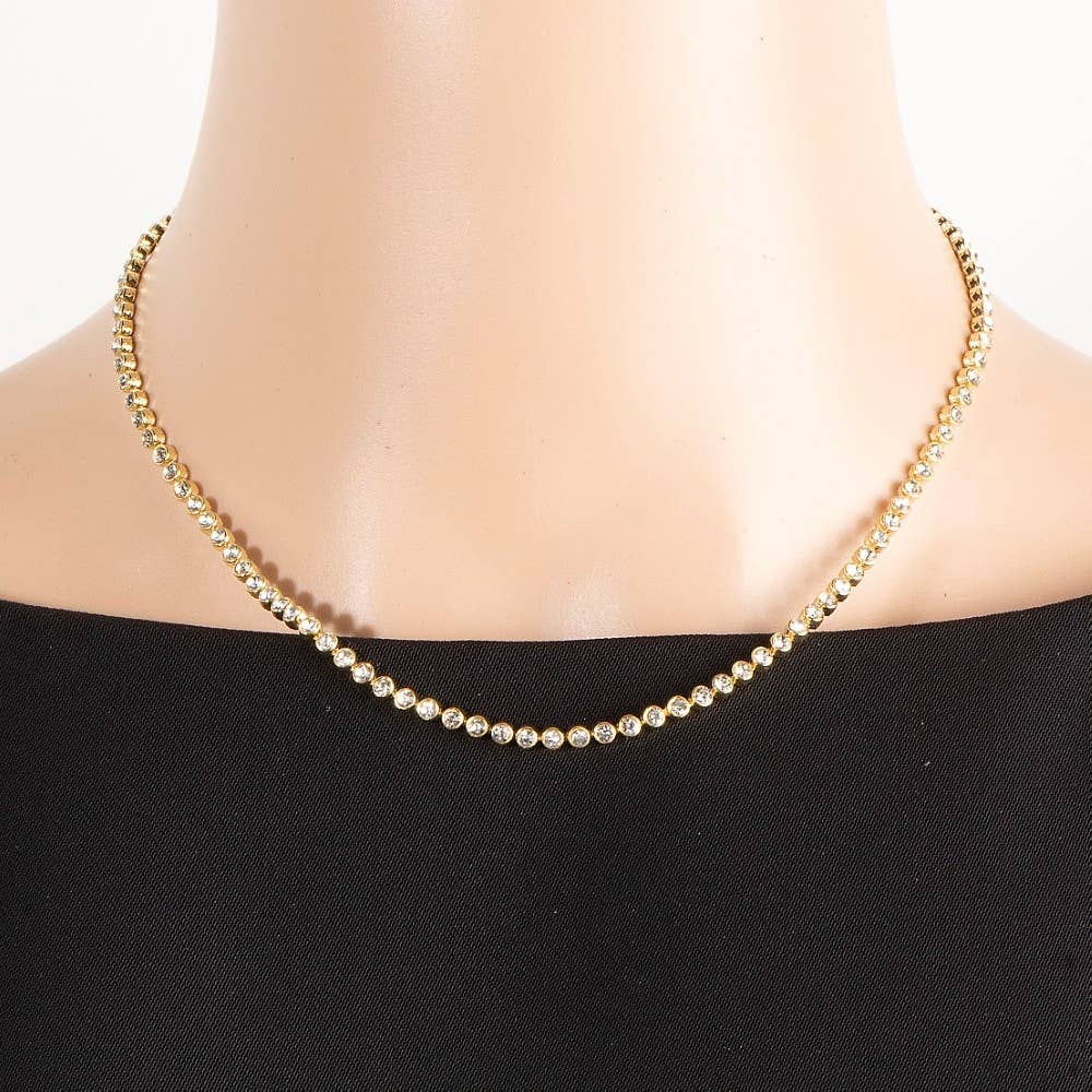 Gold Dipped Cz Tennis Chain Necklace