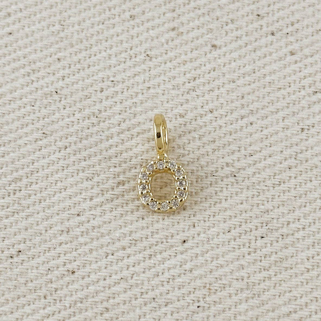 18k Gold filled Micro CZ Initial Letter Charm