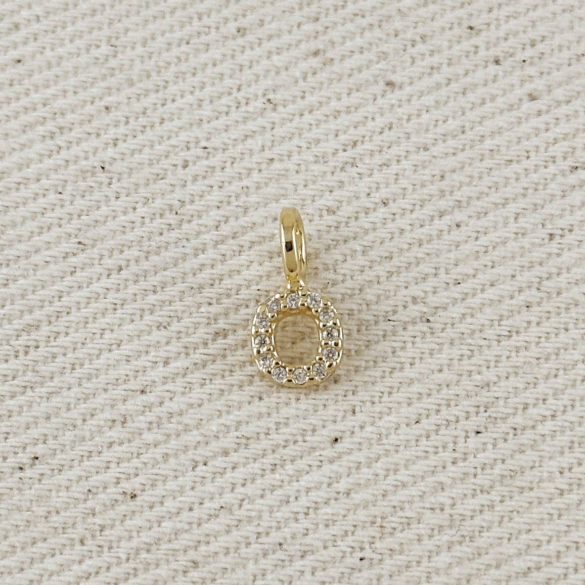 18k Gold filled Micro CZ Initial Letter Charm