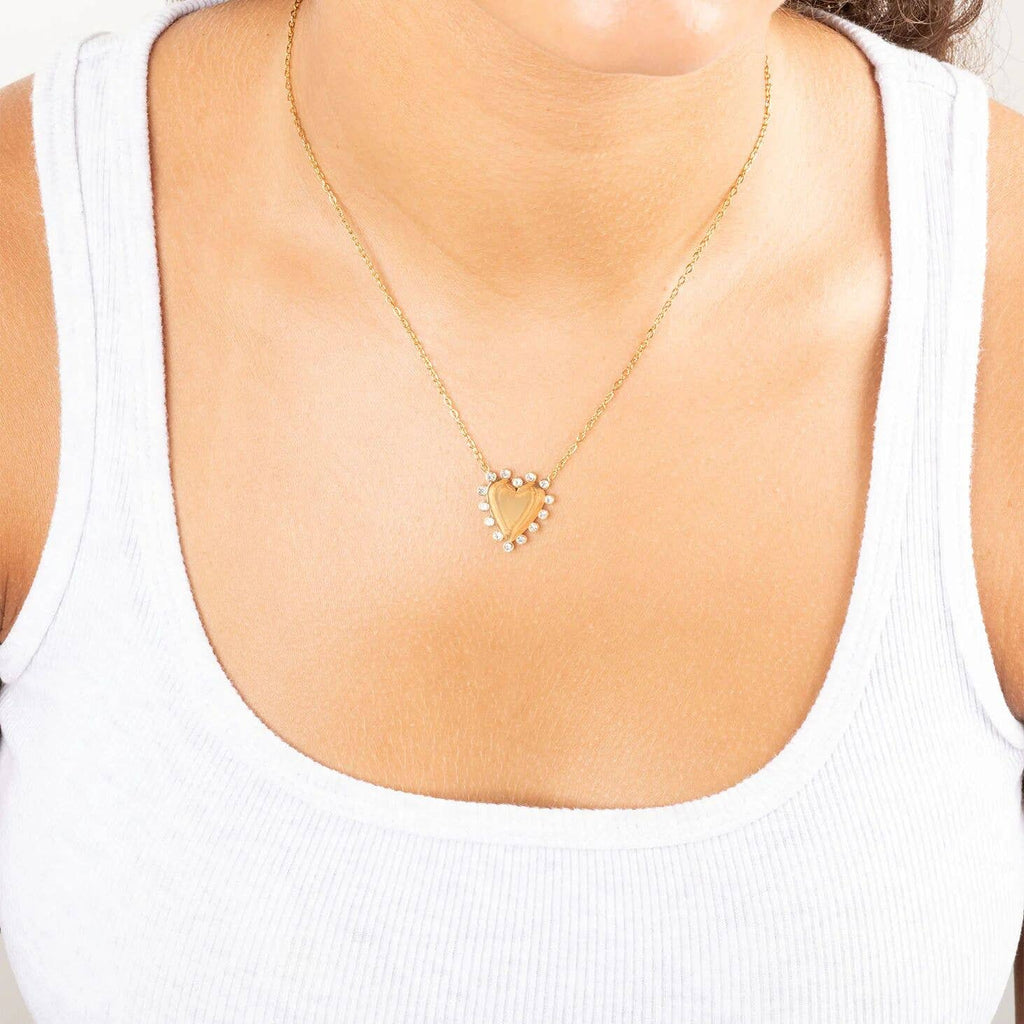 18K Gold PVD Stainless Steel Heart Pendant Necklace