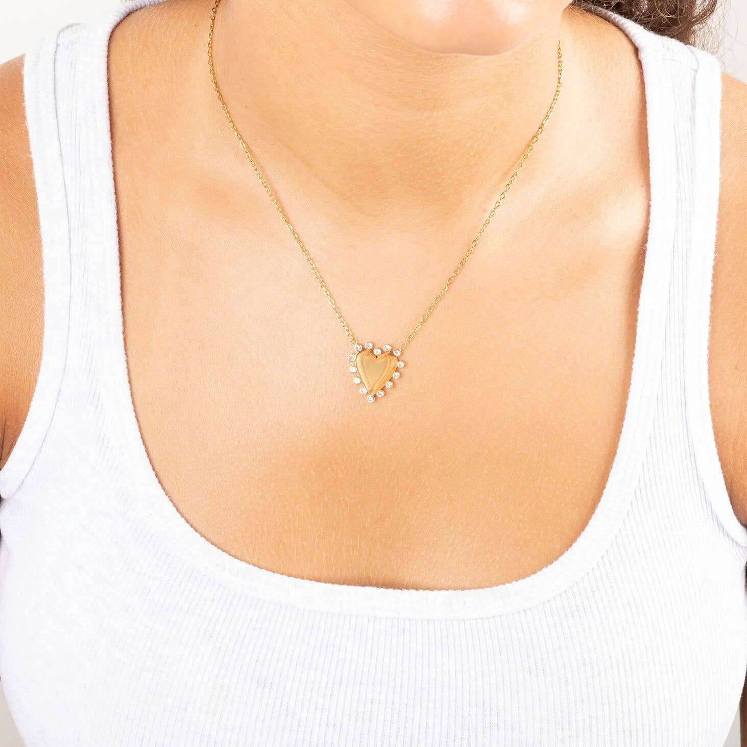 18K Gold PVD Stainless Steel Heart Pendant Necklace