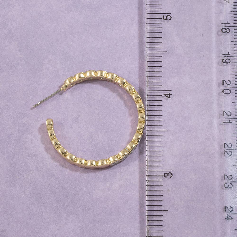 Bezel Set Cz Hoop Earrings