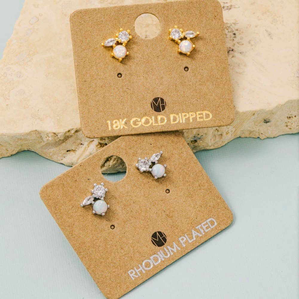 Mini Triple Rhinestone Stud Earring