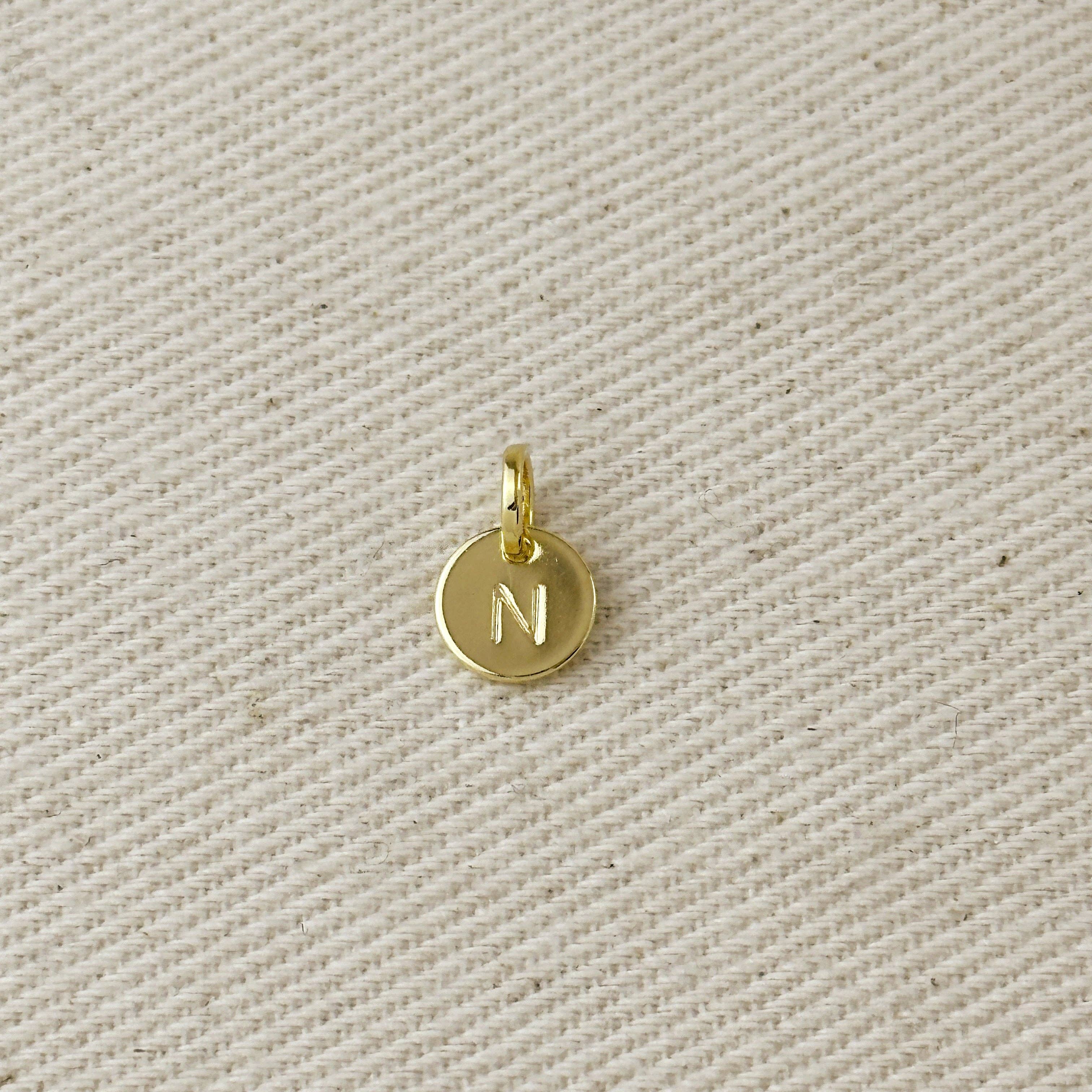 Stamped Tiny Initial Letter Charm in 18k Gold Filled Complete Alphabet