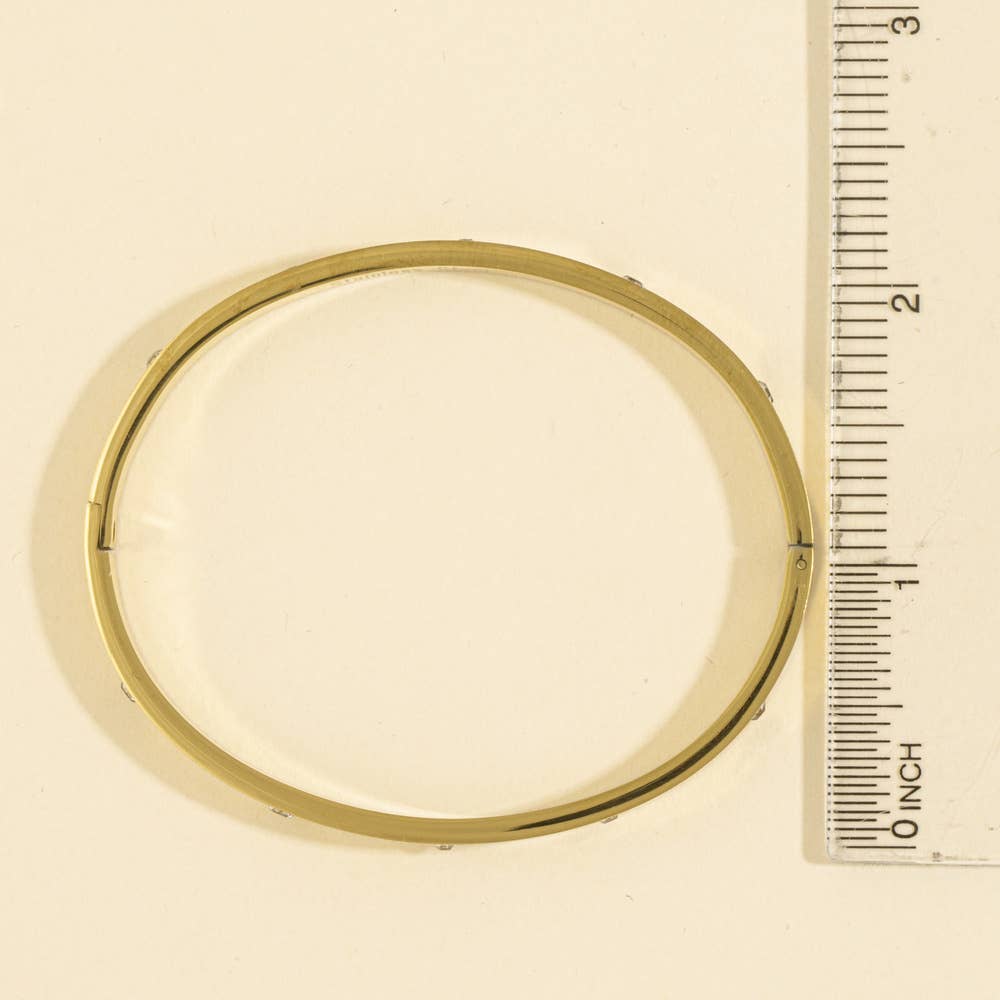 Stainless Steel Bezel Cz Station Bangle