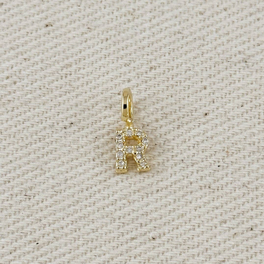 18k Gold filled Micro CZ Initial Letter Charm