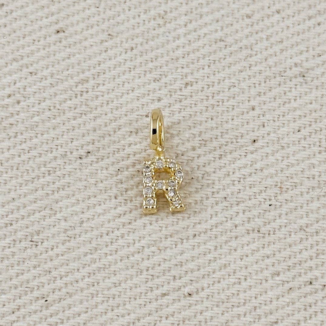 18k Gold filled Micro CZ Initial Letter Charm