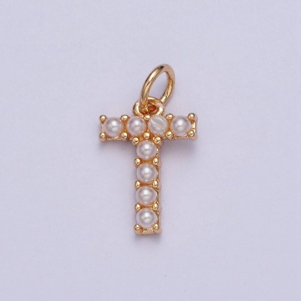 Mini Alphabet Pearl Charm Tiny Pearl Initial Charm 16K Gold Filled Charm for Personalized Jewelry | A-313-A-325