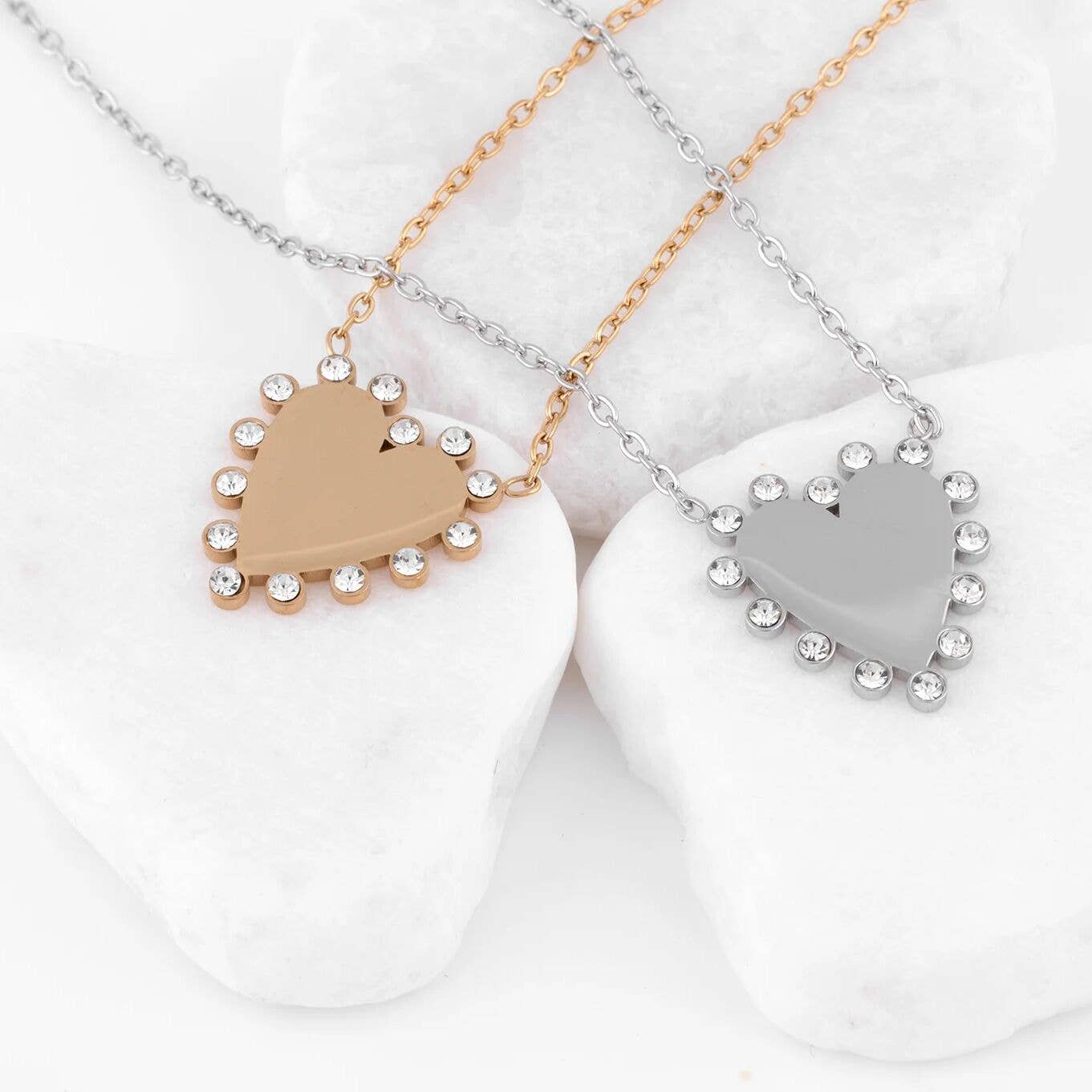 18K Gold PVD Stainless Steel Heart Pendant Necklace
