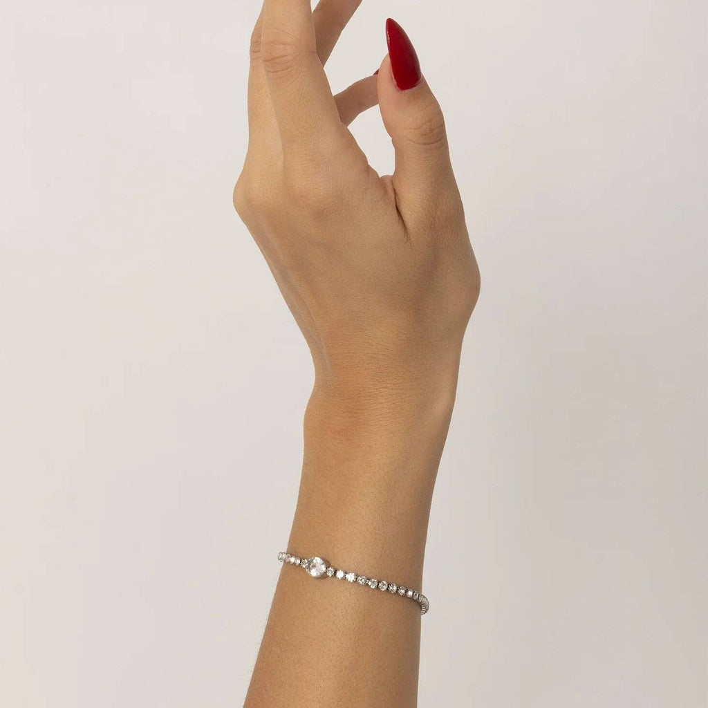 Oval Center Stone Tennis Chain Bracelet