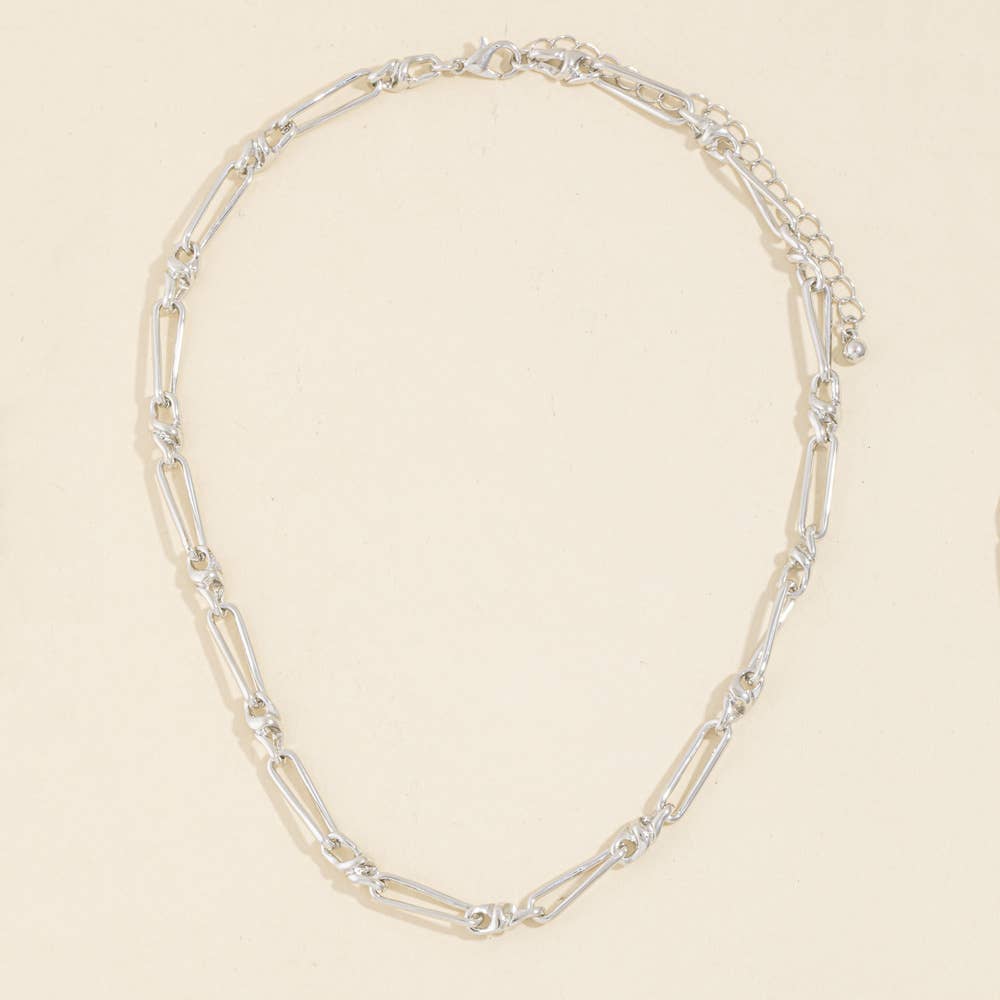 Mixed Paperclip Link Knot Chain Necklace