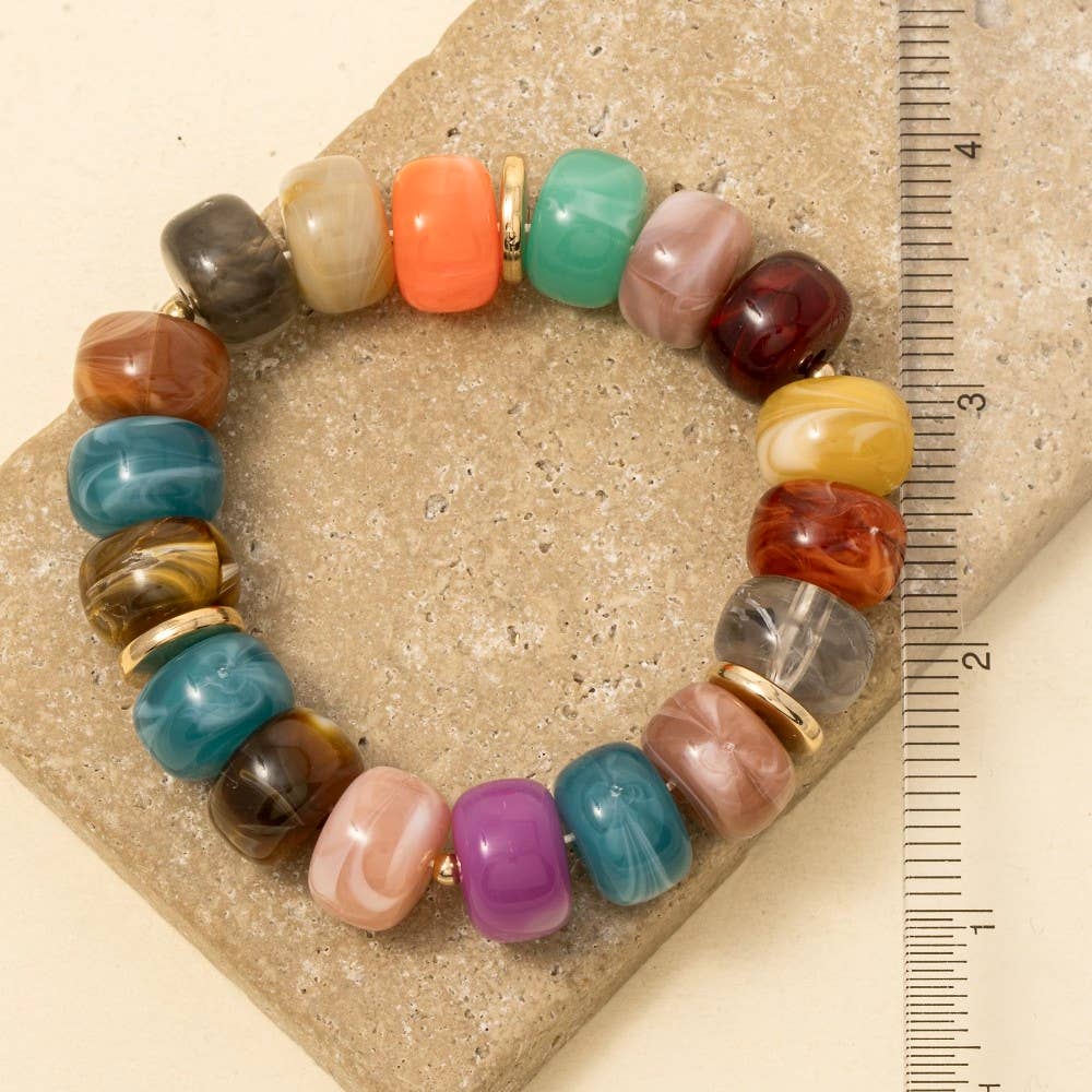Multi Color Resin Beads Stretch Bracelet