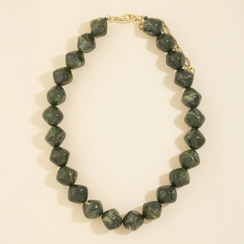 Irregular Marble Resin Beaded Necklace