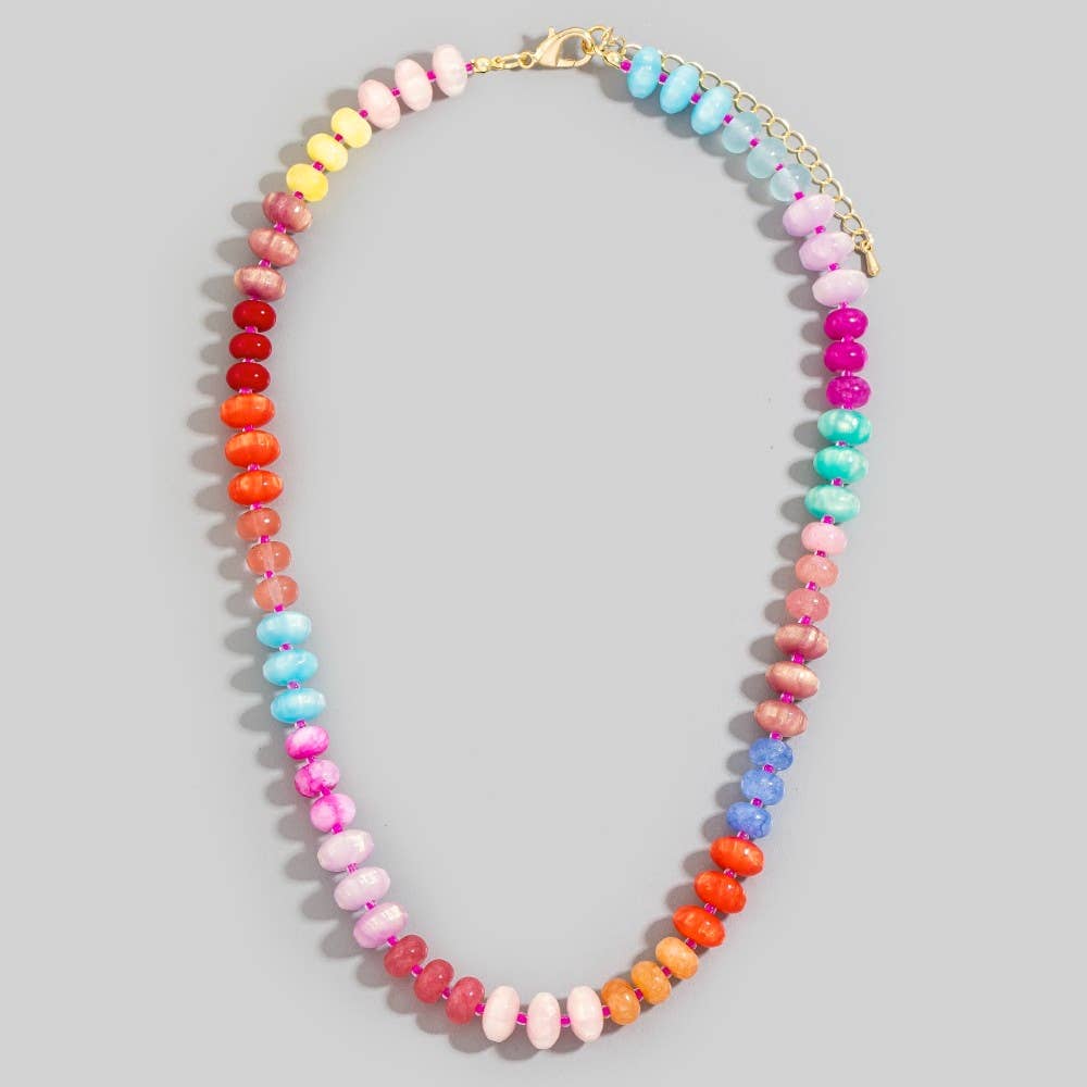 Mixed Glass And Resin Disc Beaded Necklace