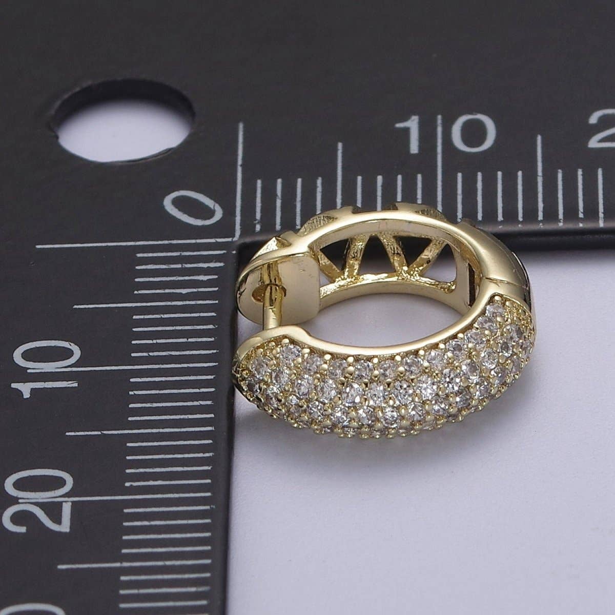 Thick CZ Huggies, Bold Diamond Earrings, 14K Gold Filled Huggie Chunky Pave Huggies V-157