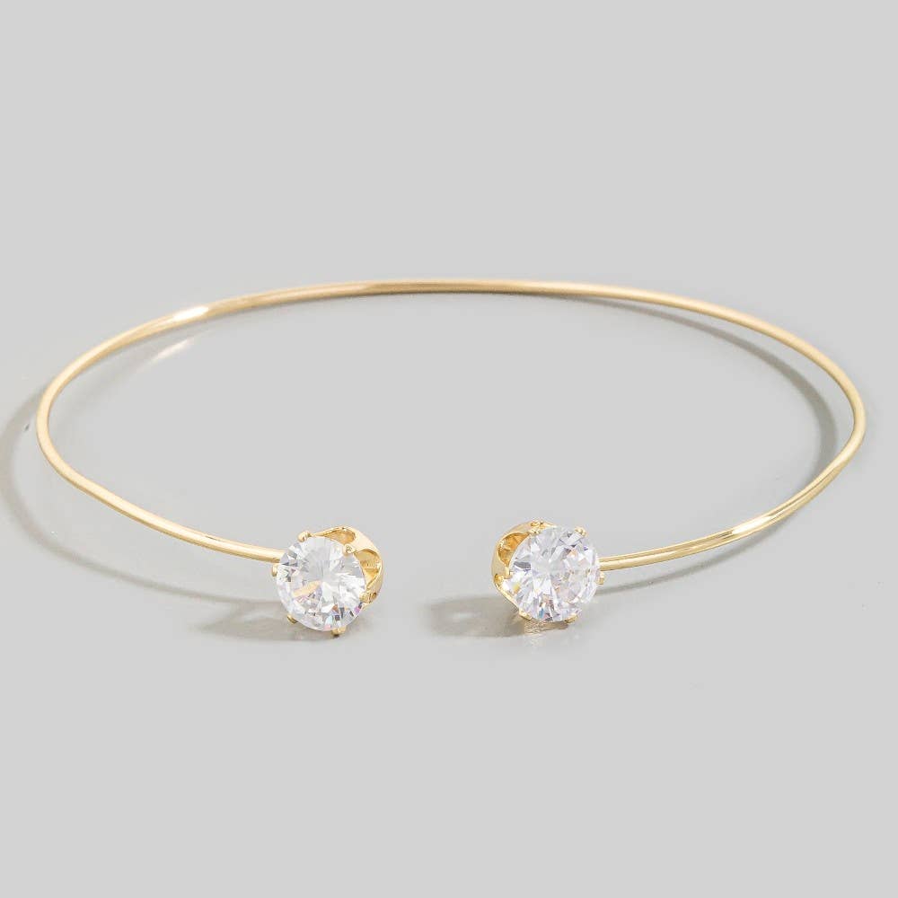 Cz Stone Dainty Open Cuff Bracelet