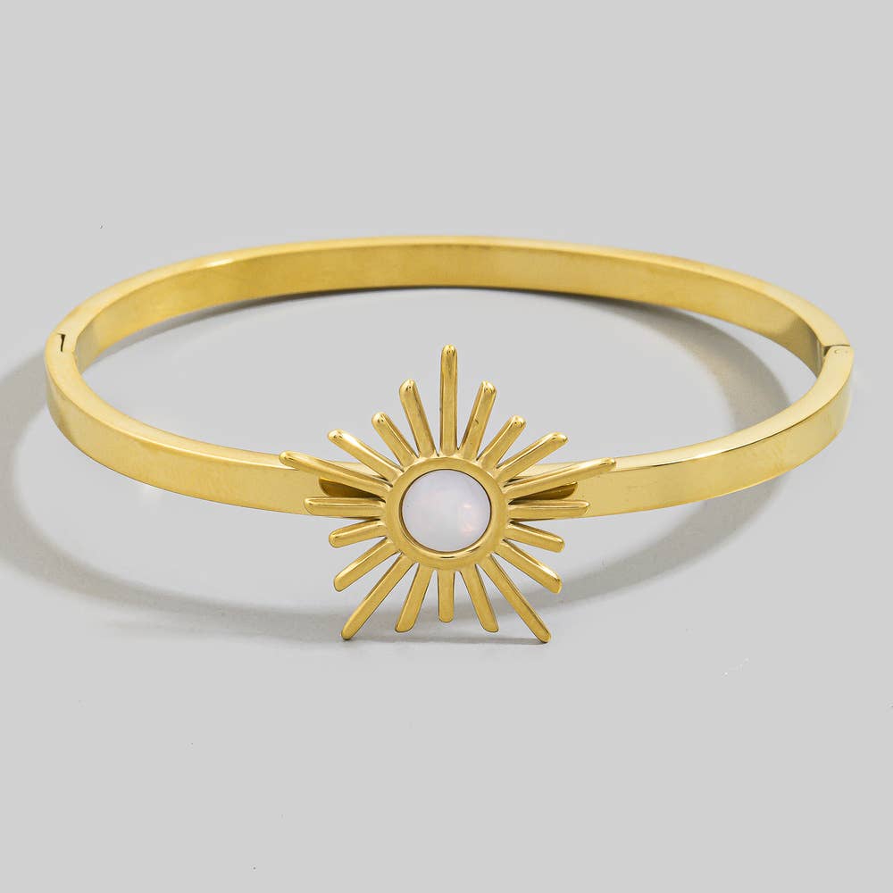 Gold Dipped Sunburst Opal Stone Bangle Bracelet
