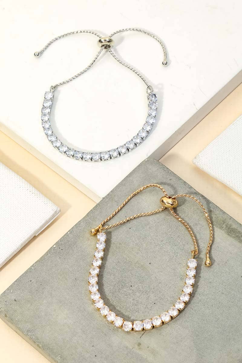 Pave Tennis Cz Adjustable Bracelet