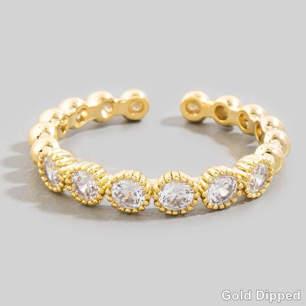 Gold Dipped Cz Pave Adjustable Band Ring