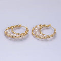 16K Gold Filled Pearl Lined Triple Twisted Bar Latch Earring