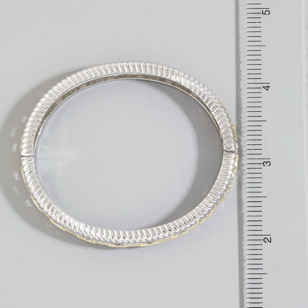 Chain Link Inlay Two-Tone Rope Bangle Bracelet