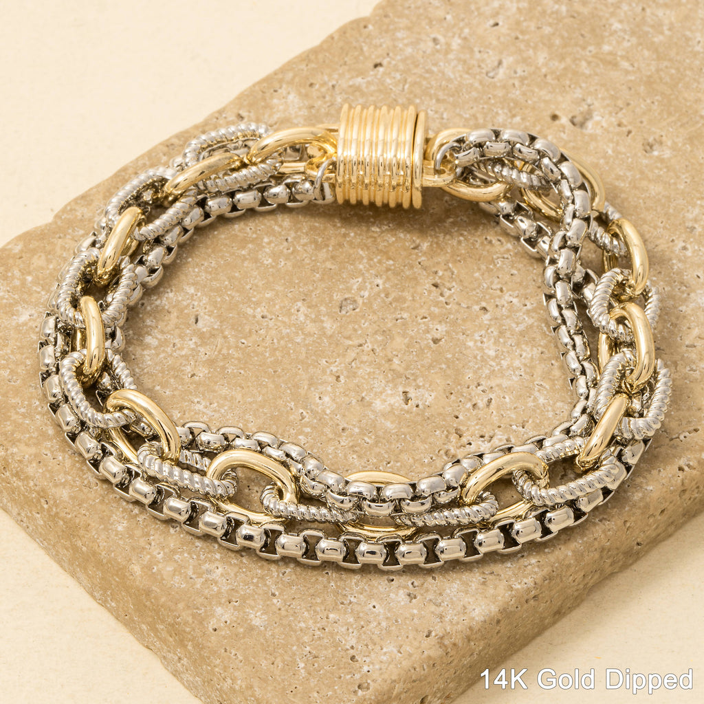 Assorted Chains Magnetic Lock Gold Plated Bracelet