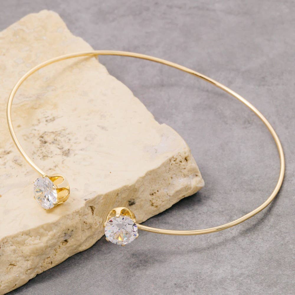 Cz Stone Dainty Open Cuff Bracelet