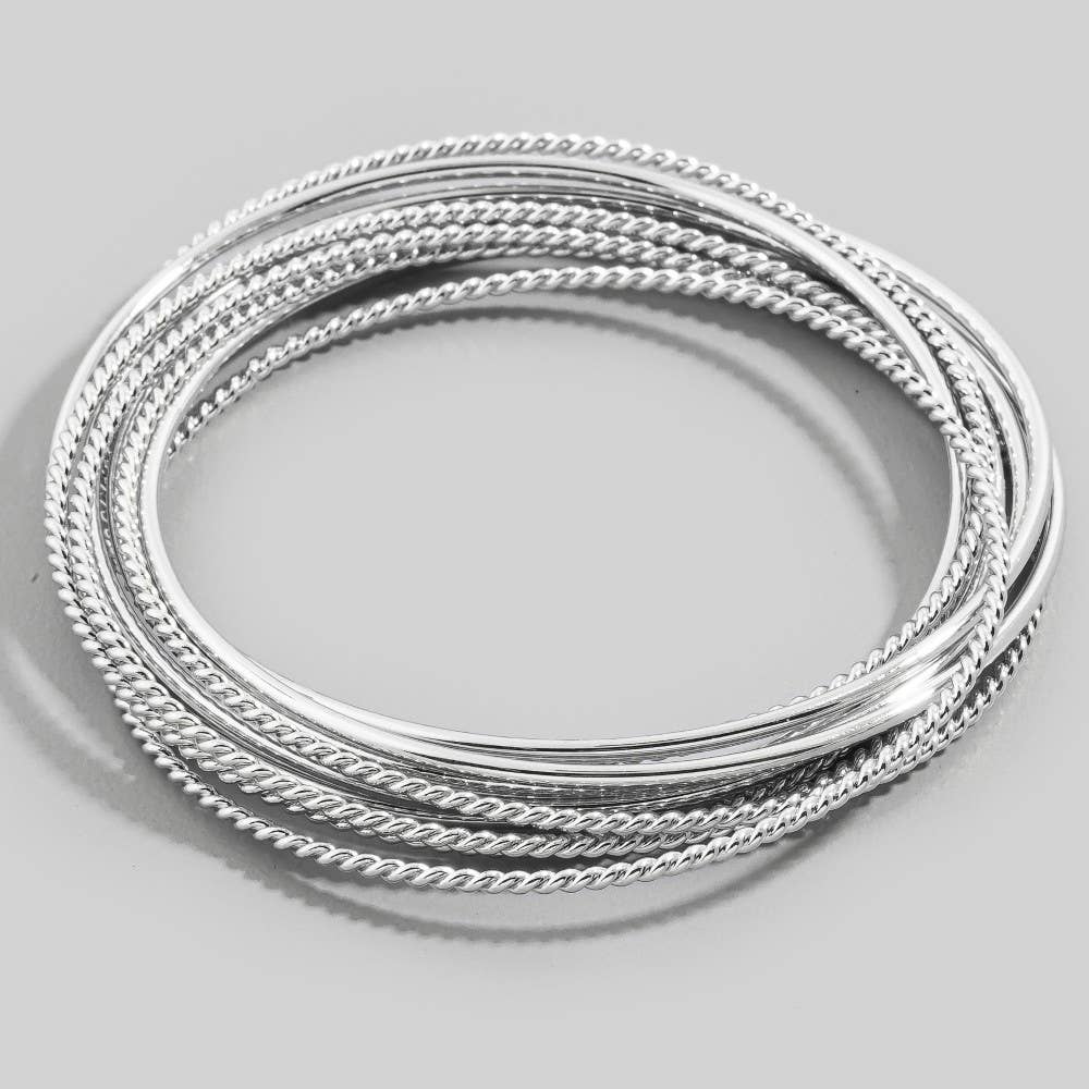 Mixed Dainty Metallic Bangle Bracelets Set