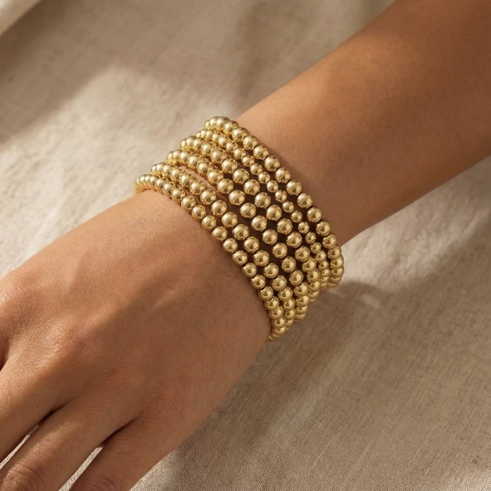 Gold Dipped Ball Bead Bracelet Set