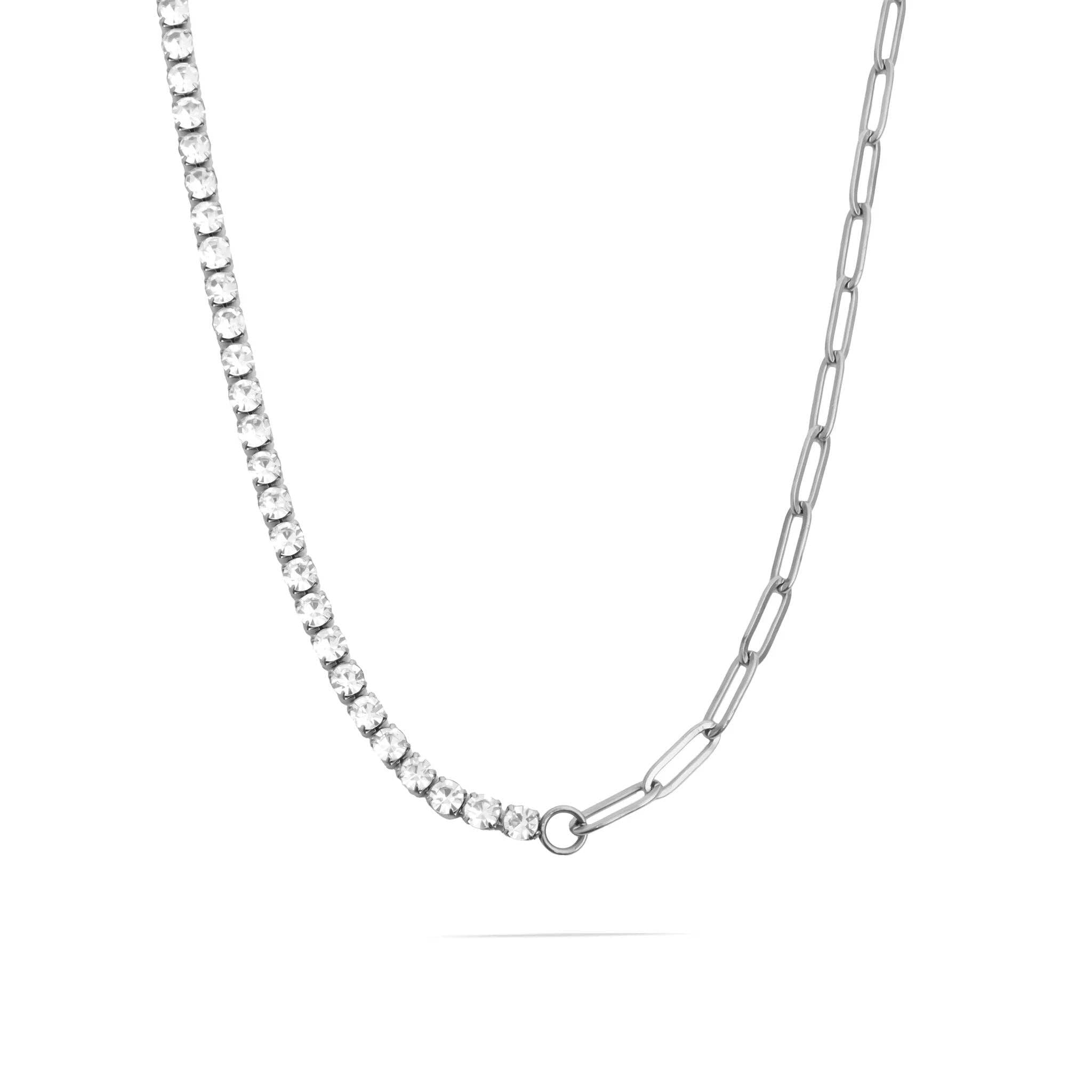 Paperclip Tennis Chain Split Necklace