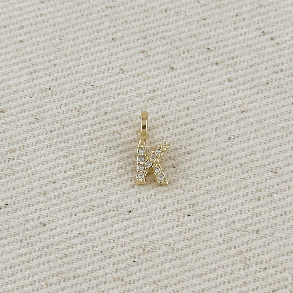 18k Gold filled Micro CZ Initial Letter Charm