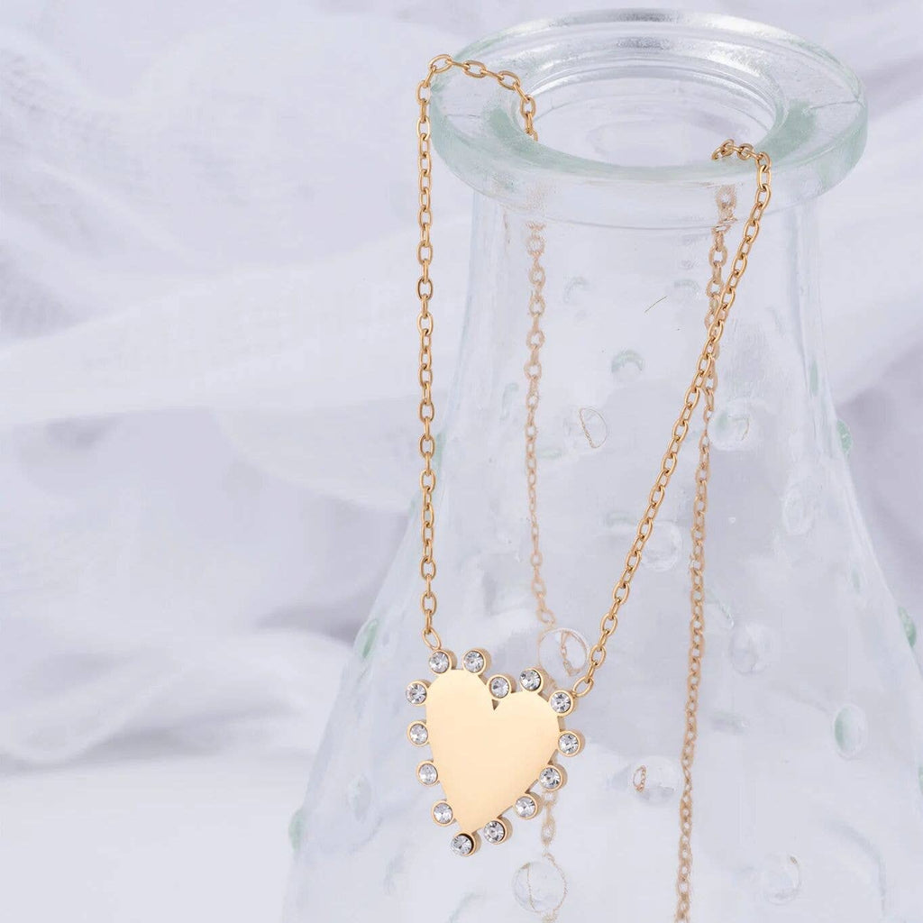 18K Gold PVD Stainless Steel Heart Pendant Necklace
