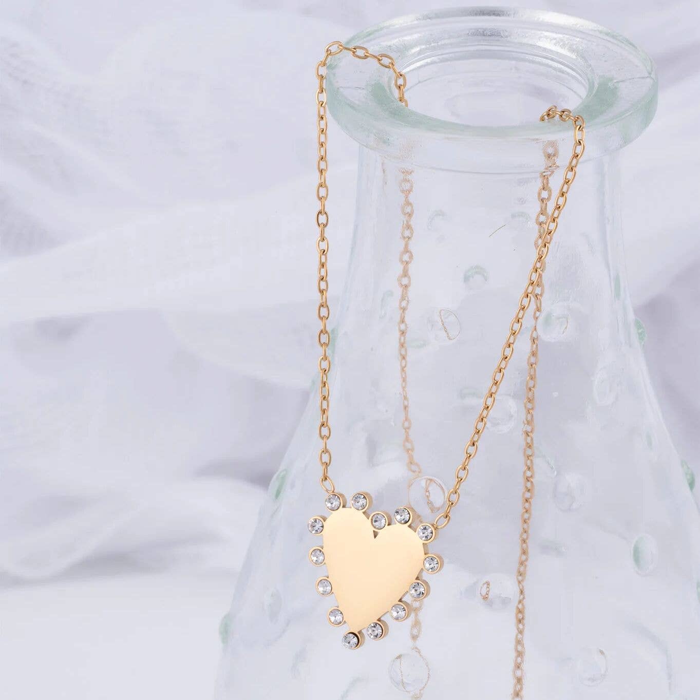 18K Gold PVD Stainless Steel Heart Pendant Necklace