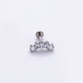 Titanium 5mm Clear CZ Round Baguette Curved Cartilage Piercing Flat Back Stud in Gold & Silver | Findings-00395 Findings-00396