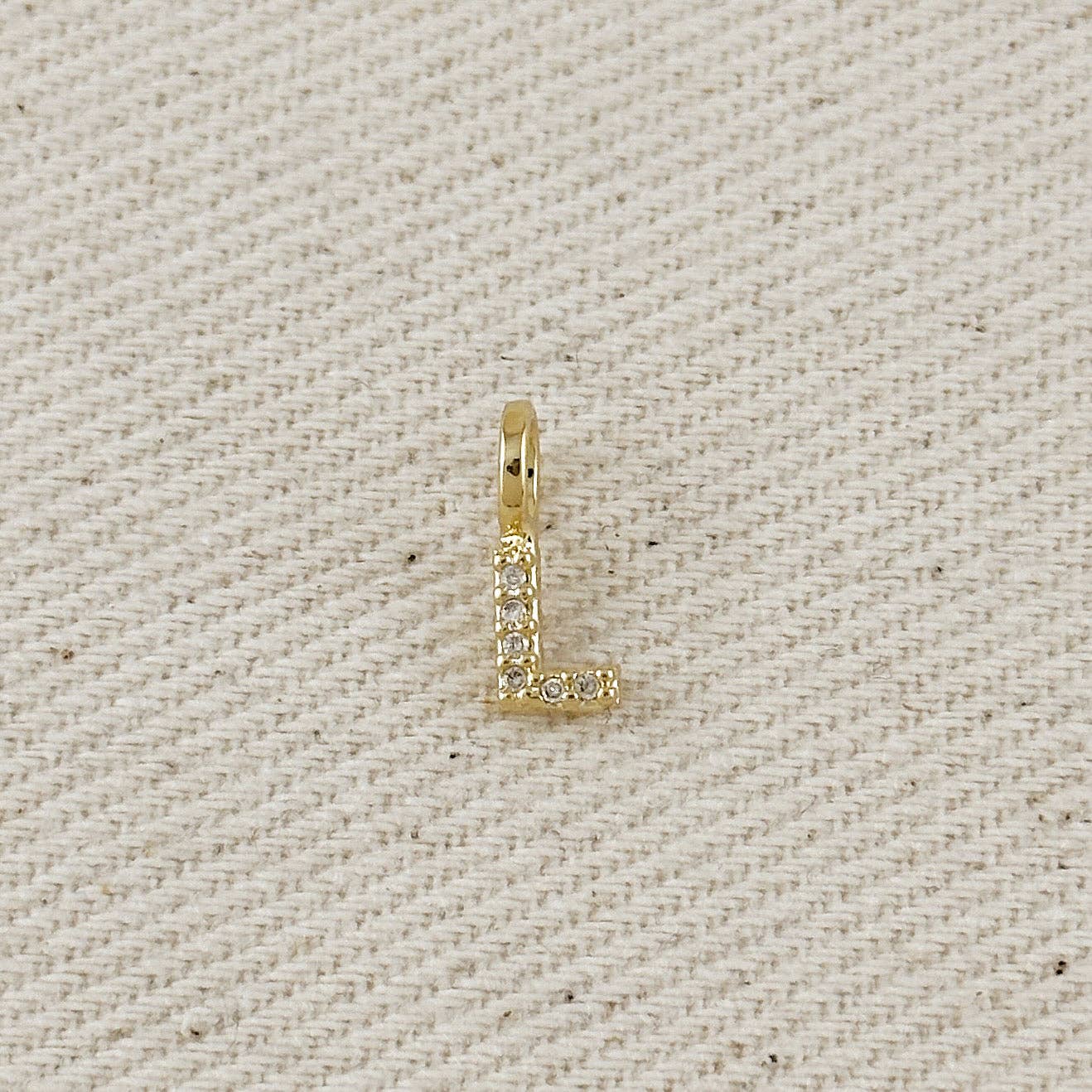 18k Gold filled Micro CZ Initial Letter Charm