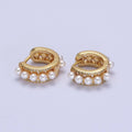 Gold Filled Pearl Hoop Huggie Earrings AB176 AB725