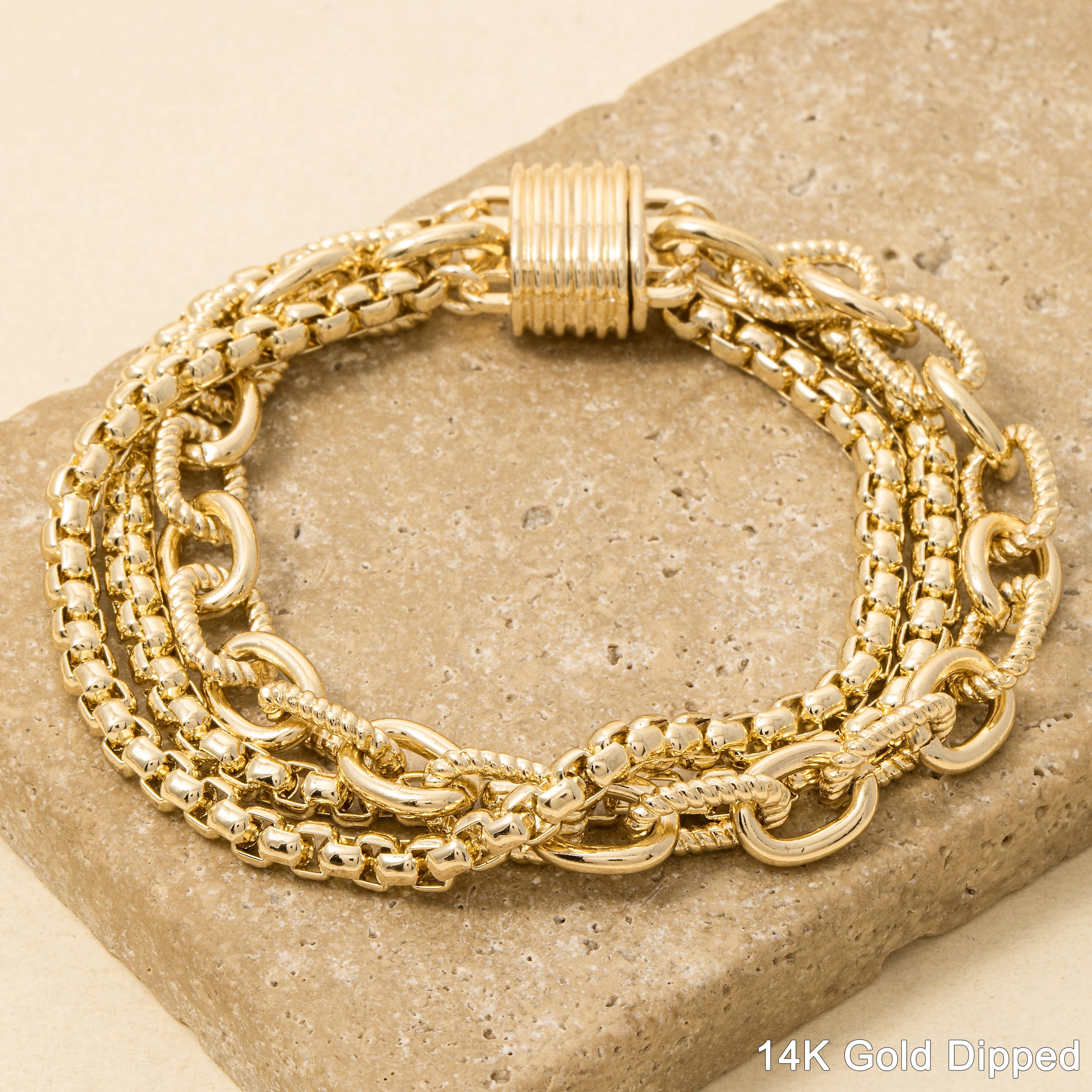 Assorted Chains Magnetic Lock Gold Plated Bracelet