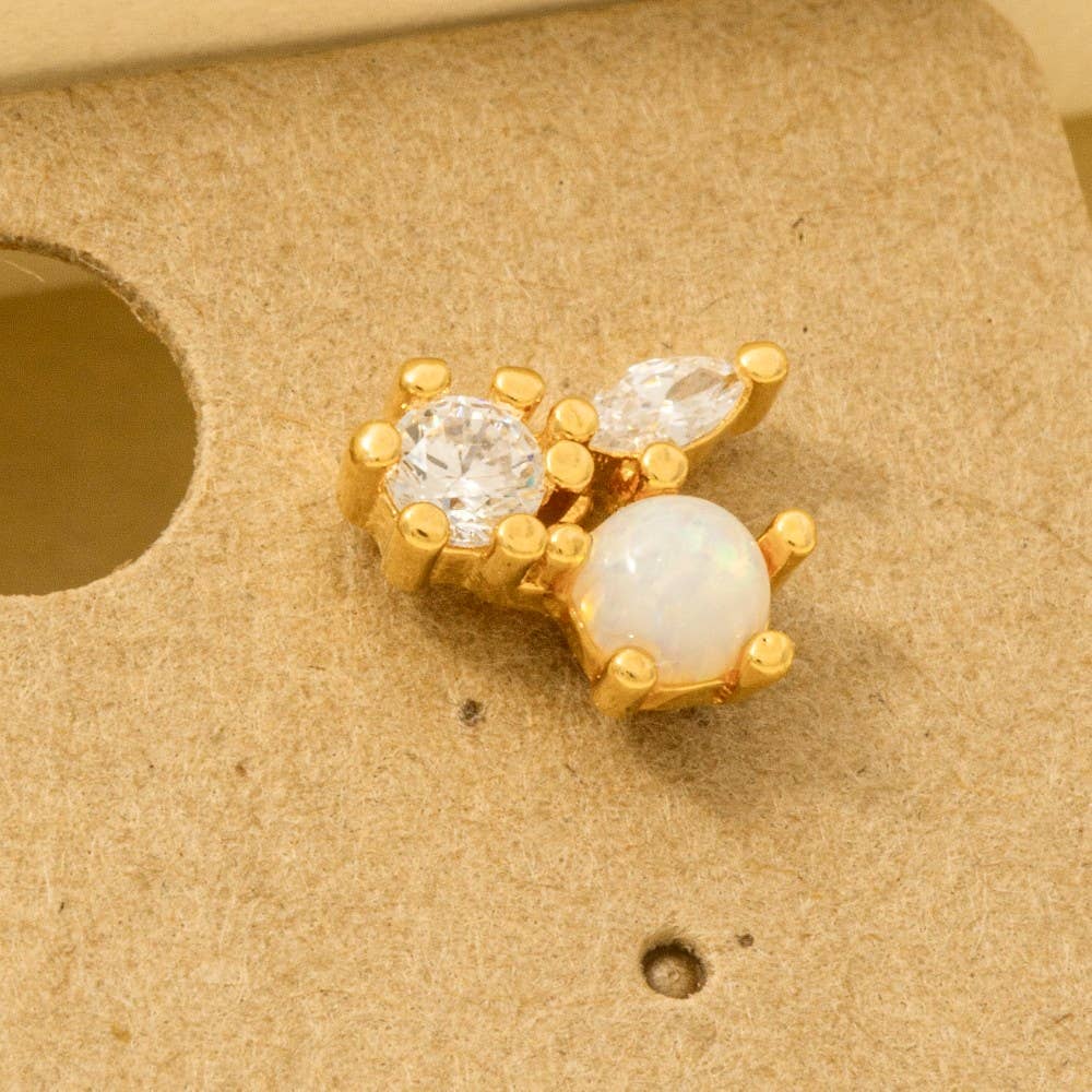 Mini Triple Rhinestone Stud Earring