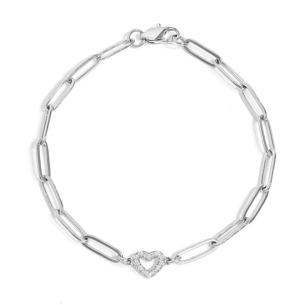 18K Gold PVD Stainless Steel "Heart" Paperclip Bracelet