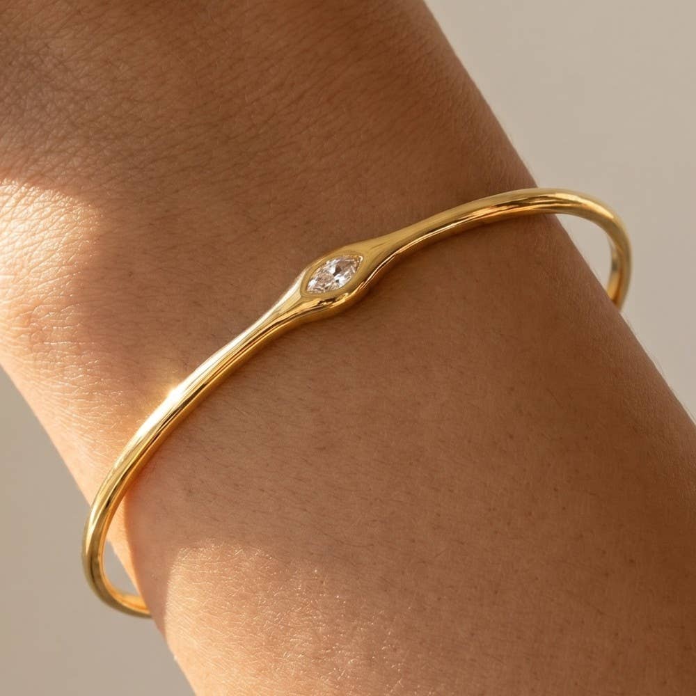 Minimalist Gold Dipped Cz Cuff Bracelet