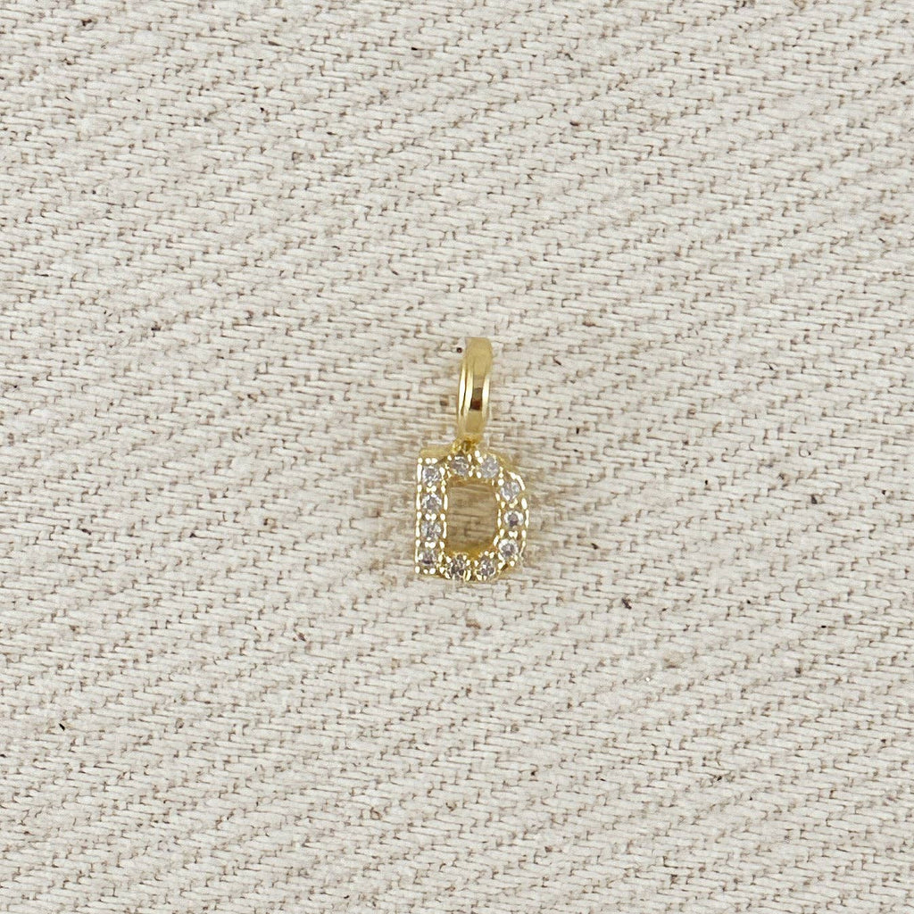18k Gold filled Micro CZ Initial Letter Charm