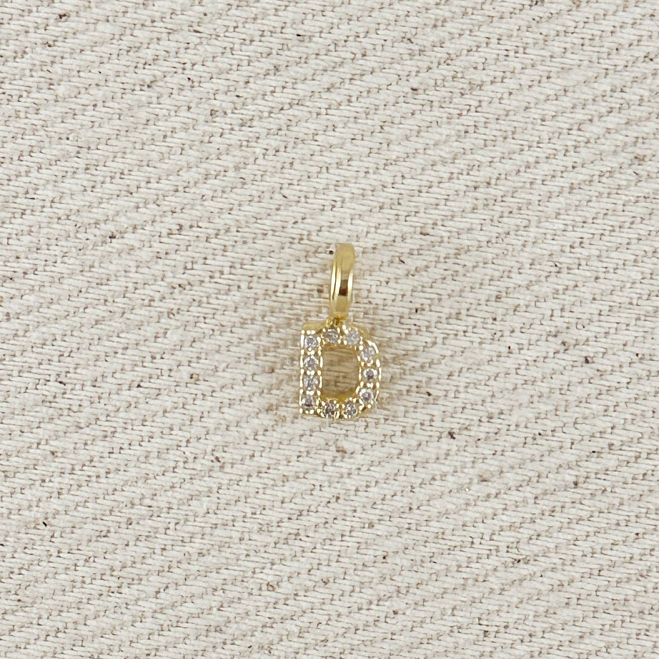 18k Gold filled Micro CZ Initial Letter Charm