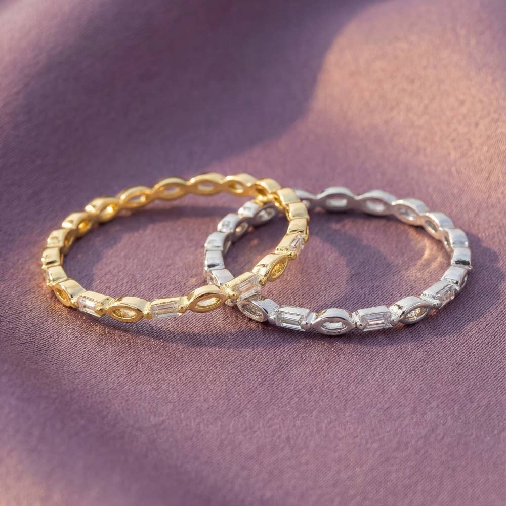 Gold Dipped Delicate Baguette Chain Ring