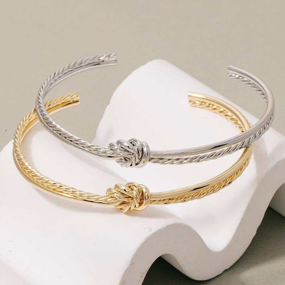 Wire Smooth Rope Knot Open Cuff Bracelet