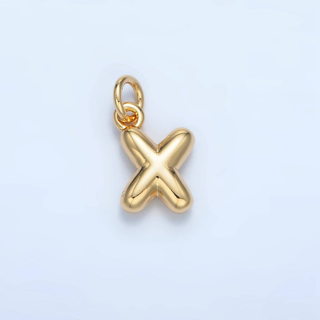 16K Gold Filled 10mm Initial Letter Chubby Balloon Mini Charm | A1591 - A1603